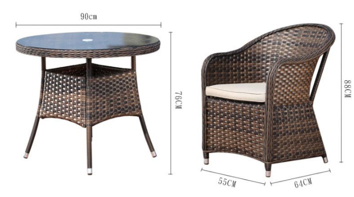 Outdoor furniture bar table and 4 chairs rattan dining table and chairs