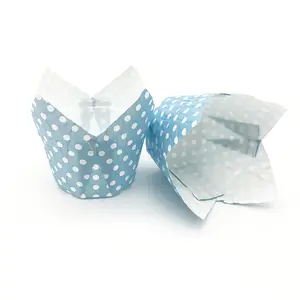 Em Bé Màu Xanh Polka Dot Cupcake Baking Liners Muffin Tulip Cup