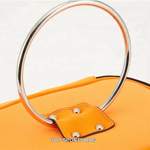 Borsa cosmetica in Neoprene arancione di moda con cerniera e manico per ragazze elegante da viaggio borsa da toilette Organizer - Product Image 5