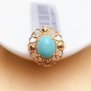 woman rings large gemstone rings 18k gold natural turquoise ring fine jewelry dropshipping