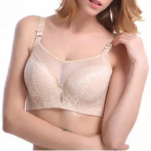 quality wholesale Plus Size Deep V Lace Design adjustable Breathable Gather Push Up fancy bra for women