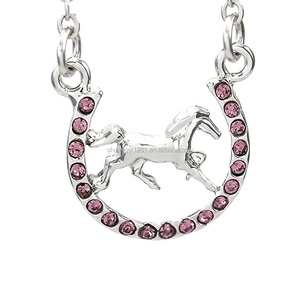 Moda Metal Rosa cristal caballo <span class=keywords><strong>Mustang</strong></span> Pony herradura collares Animal joyería personalizada - Product Image 1