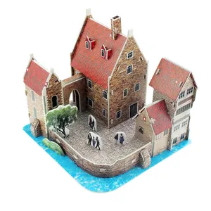 non-toxic eco-friendly gift Kids educational toys 3d exotic Italian water town paper puzzle 3d DIY jigsaw puzzle magic puzzle