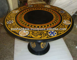 Mesa de centro con incrustaciones de mármol de piedra, encimera de piedra DURA con arte - Product Image 1