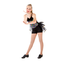 Costume de danse contemporaine pour fille Robe tutu sexy à paillettes Robe de danse jazz noire