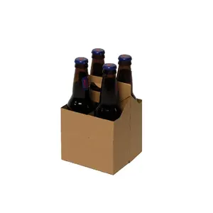 Design elegante 4 Pack 6 Caixa Kraft Transportadora Garrafa de Cerveja Garrafa de Cerveja Vinho Embalagem Caixa de Transporte Para O Presente