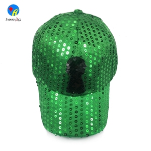 Least wholesale fashion 6 panel plain green sequins baseball cap - Product Image 2