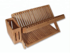 Égouttoir à vaisselle pliable en <span class=keywords><strong>bambou</strong></span>, support de séchage de la vaisselle avec porte-ustensiles, supports de rangement de cuisine pliables et supports comme sur la photo - Product Image 2
