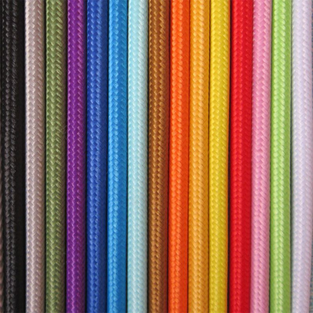 0.75mm * 2 Fil Électrique Couleurs Textile Tressé Câble Rond Pendentif Éclairage Décoratif Fils