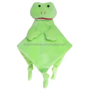 ראש בובת פרווה קטיפה תינוק שמיכת ביטחון שמיכת EN71 חמוד ירוק צפרדע סופר רך קטיפה תינוק שמיכה