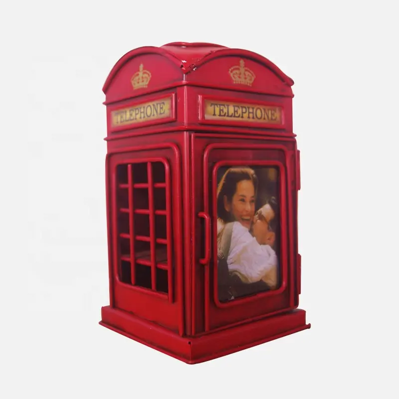 Vintage Merah Telepon London Booth Dijual Retro Antik Buatan Tangan Kerajinan Logam Bingkai Foto Pena Anak Gadis Hadiah Ulang Tahun