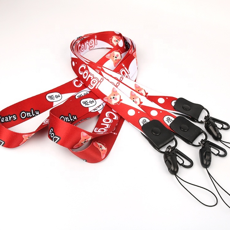 Taiwan Promotional Gift Custom Sublimation Print Cute Cartoon Animal Dog Logo Adjustable Neck Lanyard Straps for Cell Phone Image 5