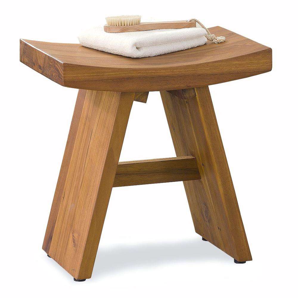 Holz hocker Tabouret de salle de bain 100% Tabourets en bois naturel Banc de douche en bambou moderne