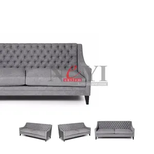 NEYI SF024 现代生活灰色簇绒织物 2 3 座沙发的客厅
