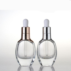 Độc Đáo 1Oz 30 Ml 50Ml 100Ml Mỹ Phẩm Serum Glass Dropper Chai Phẳng Hình Bầu Dục Với Vàng/Bạc Lotion Chai 20Ml Glass Jar - Product Image 3