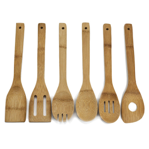 Juegos de cocina de bambú orgánico Utensilios naturales saludables libres de químicos y barnices plásticos - Product Image 5