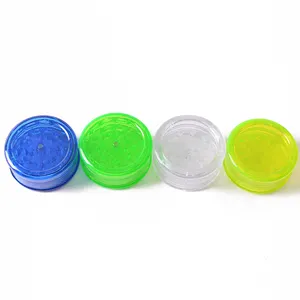 Custom logo 60mm 3 layer colorful portable manual acrylic plastic transparent spice herb crusher grinder