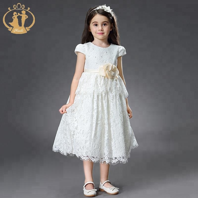 NIMBLE 2022 кружевные белые цветочные свадебные платья для девочек, детское длинное платье для причастия, детское бальное платье для конкурса, вечеринки, детская одежда