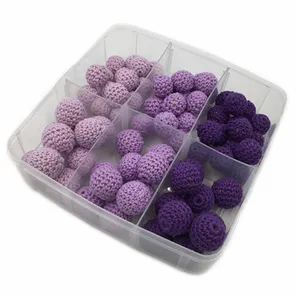 Cuentas de ganchillo de la serie Purple, lote de 75 unidades de hilo de algodón para manualidades, Kit de joyería para mordedor de bebé