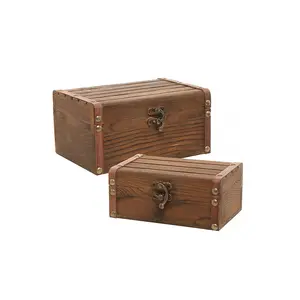 Cheap Wood Painted Rustic Small Treasure Boxes Mini Wooden Tea Chest