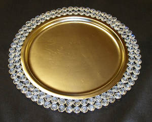 Placa de cargador con cuentas de cristal de metal dorado para eventos de catering, cenas, fiestas y bodas, placa de cargador redonda - Product Image 1