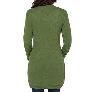 Oem Solid <strong>Cable</strong> <strong>Knit</strong> Sweater <strong>Cardigan</strong> Over Knee Long <strong>Cardigan</strong> Open Front Buttons <strong>Cable</strong> <strong>Knit</strong> Pocket Sweater <strong>Cardigan</strong> <strong>Women</strong> - Product Image 4