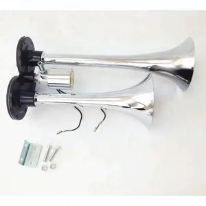 Cromo do Zinco Dupla Trumpet Air Horn para Qualquer 12V Veículos Lorrys Trens e Barcos e Carros Caminhões Vans