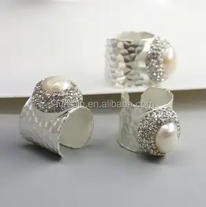 LS-D6612 Cincin Berlian Manik-manik Tanah Liat Putih Menakjubkan Berkilau, Perhiasan Cincin Kristal Mutiara Boho, Perhiasan Mode Turki