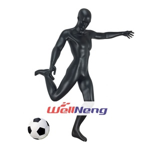 Fibra de vidrio de alta calidad negro jugando al fútbol jugador de fútbol Atlético masculino cuerpo completo músculo Deporte Hombre maniquí fútbol venta