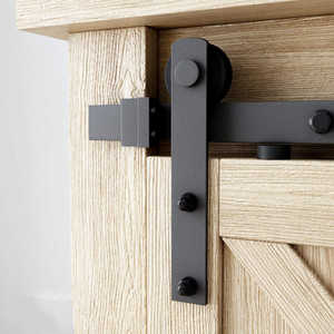 6.6FT Mini Sliding Barn Door Hardware <strong>Kit</strong> for Double Opening Cabinet TV <strong>Stand</strong> - Product Image 5
