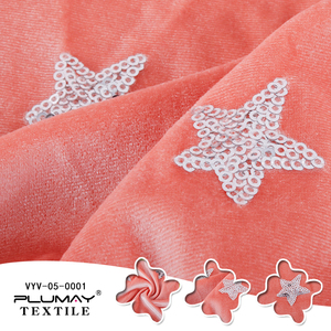 Shaoxing keqiao estrella lentejuelas bordado Corea tela de terciopelo para ropa de mujer - Product Image 4