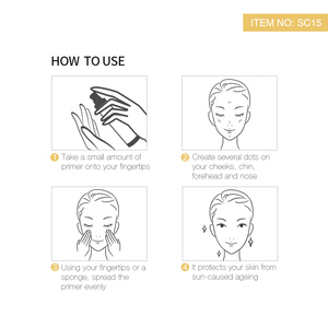 Menow SC15 OEM \ ODM Private Label Rosto Hidratante À Prova D 'Água Maquiagem Ouro Primer Cosméticos Nutritivo Líquido Brilhante Fábrica - Product Image 6