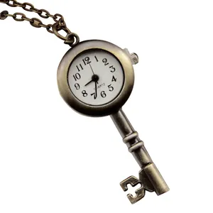 Recubierto de cobre clave collar de reloj de bolsillo/regalo/colgante reloj venta directa de fábrica