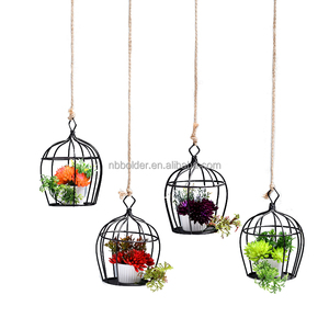 Commercio all'ingrosso interni esterni giardino appeso filo di metallo birdcage pianta fiore pentola titolare con la <span class=keywords><strong>corda</strong></span> - Product Image 1