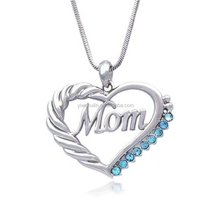 A800015 Mode Bijoux Cadeau fête des Mères <span class=keywords><strong>MAMAN</strong></span> <span class=keywords><strong>Mot</strong></span> Gravé Cristal Coeur Amour <span class=keywords><strong>maman</strong></span> Pendentif Collier - Product Image 2