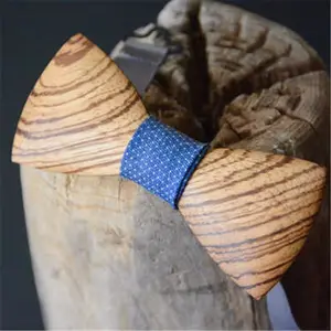 custom houten strikjes Suppliers-Maart Expro MBT217 groothandel handgemaakte custom logo zelf tie zebrawood houten bow tie