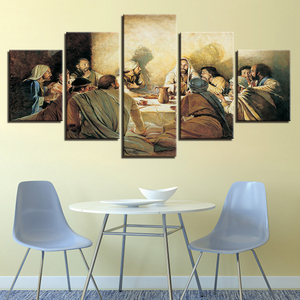 Tela di canapa Poster <span class=keywords><strong>Quadro</strong></span> di Arte Della Parete Della Decorazione Della Casa 5 Pezzi Gesù Dipinti Astratti Modulare <span class=keywords><strong>Soggiorno</strong></span> Stampe HD Ultima Cena Immagini - Product Image 3