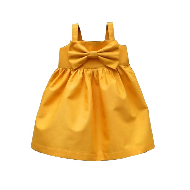 spring and summer wholesale boutique clothing children party wear girls yellow dress