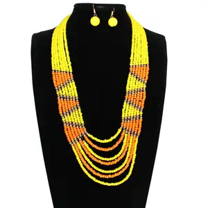 2018 Newest Hot Fashion African Beads Wedding Necklace Earrings Jewelry Set