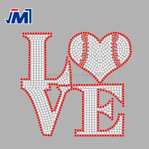 Love Baseball Hotfix Rhinestone Iron on Transfer Motif at Low Price