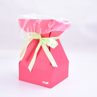 Gran oferta, cesta de embalaje de flores rosas hechas a mano, caja de regalo de papel impermeable, materiales reciclados de laminación mate en relieve, caja plegada