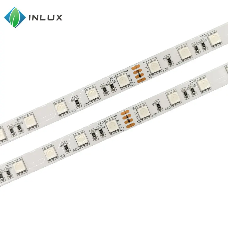 High quality DC 24V 12V smd 5050 60 led rgb dmx 512 16.4ft 90leds IP20 IP65 IP67 IP68 flexible dmx RGB led light strip