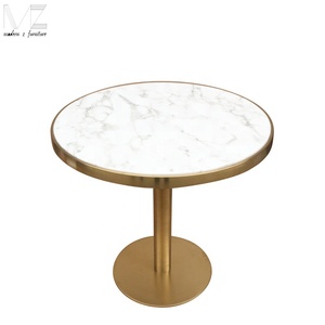 Muebles de diseño nórdico para el hogar, mesa de comedor y acero inoxidable redondo blanco de mármol, Base dorada, estilo sencillo de lujo para restaurante - Product Image 5