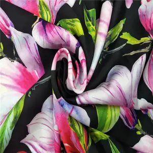 Custom New Pattern Digital Print 100%polyester Satin Fabric For Dubai Hijab Dress