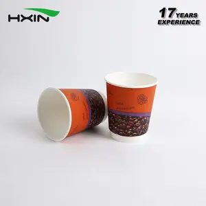 マシンコーヒー紙コップカスタムロゴ印刷紙コップ8オンス使い捨て二重壁紙コーヒーカップ蓋付き