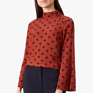 Ultimo disegno <span class=keywords><strong>viscosa</strong></span> allentato chic ufficio delle donne di polka dot camicetta - Product Image 1