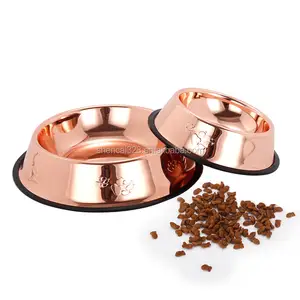 Prato de cobre de aço inoxidável para animais, tigela de animal de estimação para venda