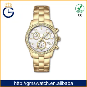 중국 방수 최고 판매 IPG 색상 스테인레스 스틸 일본 movt 다이아몬드 시계