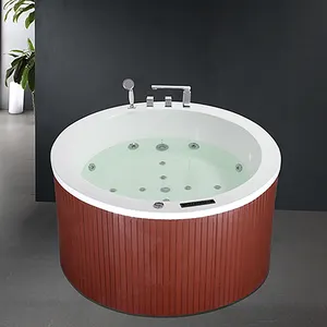 massage round japanese wood bathtub