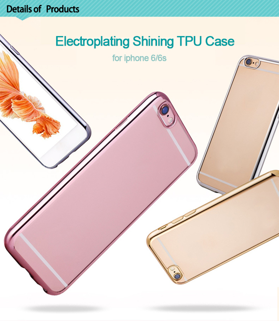 Phone Slim Strong Clear Plating Frame Ultra Slim Soft TPU Bumper case for iPhone 6 7 Anti-Scratch Crystal Clear Back cover